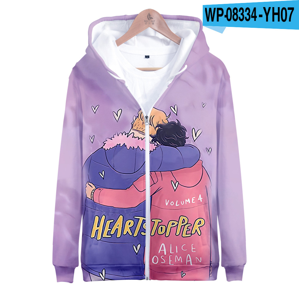 2022 heartstopper 3d printed zipper hoodies womenmen fashion long sleeve hooded sweatshirt hot sale streetwear clothes 7410