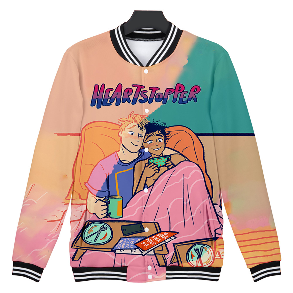 2022 Heartstopper Manga Baseball Uniform Sweatshirt Women Men Jacket Long Sleeve Harajuku Streetwear 3D Clothes Plus Size