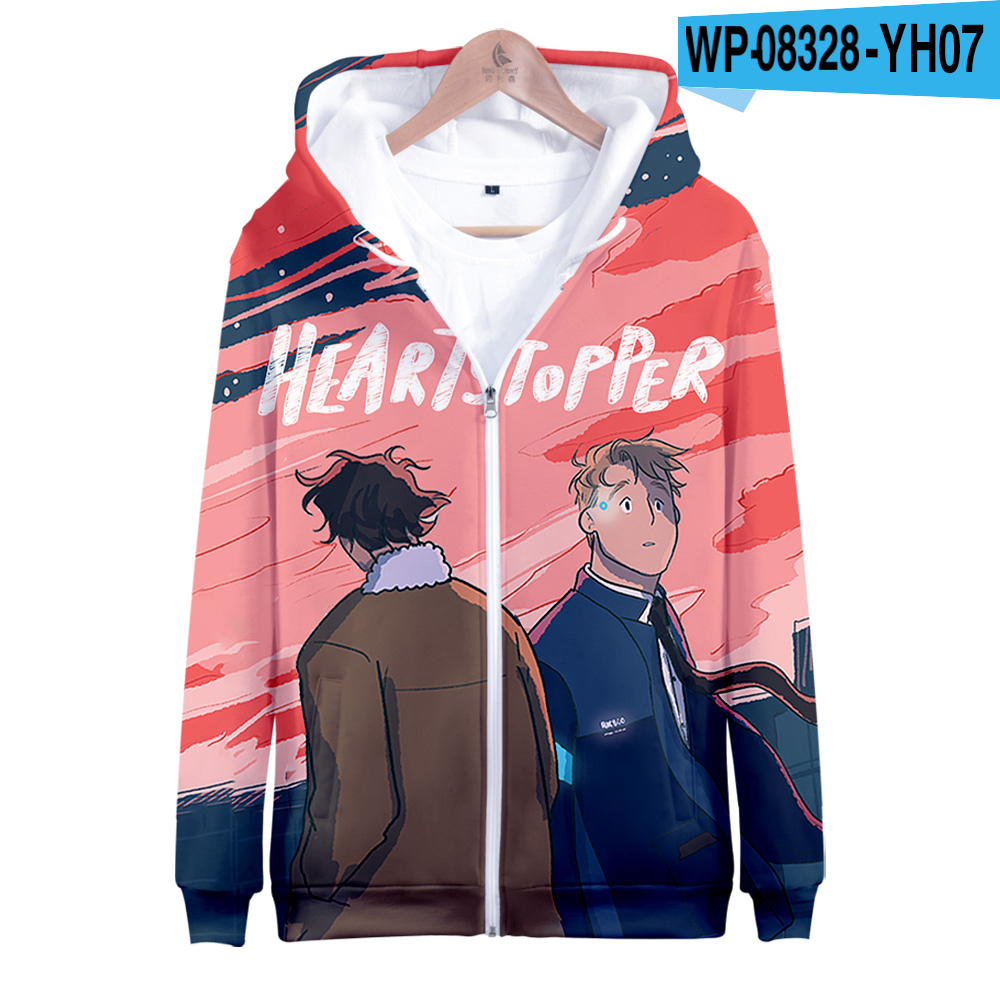 2022 Heartstopper Manga Zipper Sweatshirt Women Men Hoodie Long Sleeve Harajuku Streetwear 2022 Casual Style 3D Clothes Plus Siz