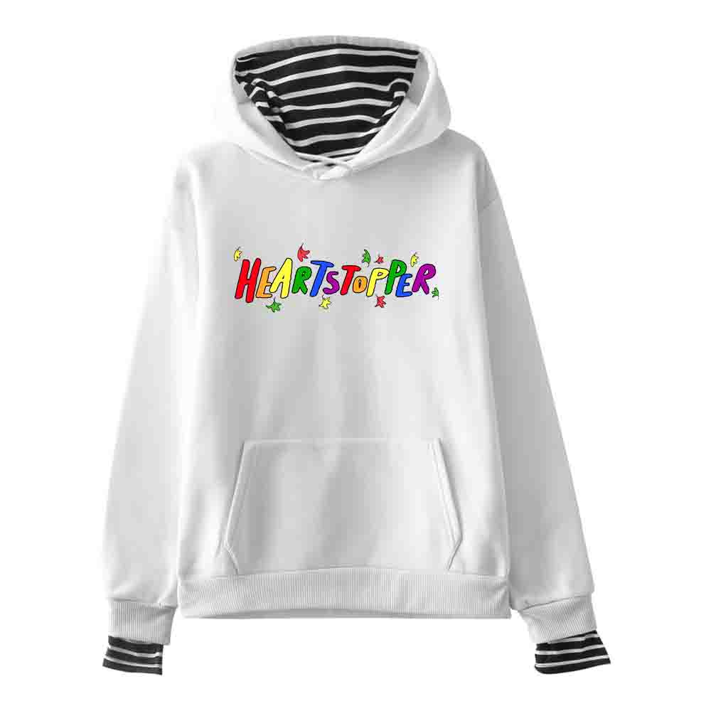 2022 Heartstopper Rainbow Hoodie Fake Two Piece Women Sweatshirt Long Sleeve Harajuku Streetwear 2022 Japan Manga Funny Clothes