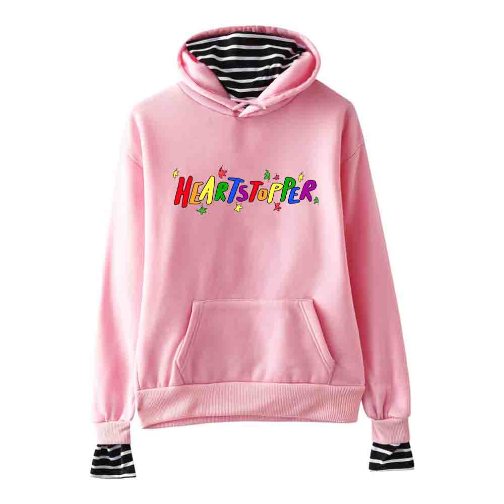 2022 Heartstopper Rainbow Hoodie Fake Two Piece Women Sweatshirt Long Sleeve Harajuku Streetwear Japan Manga Funny Clothes