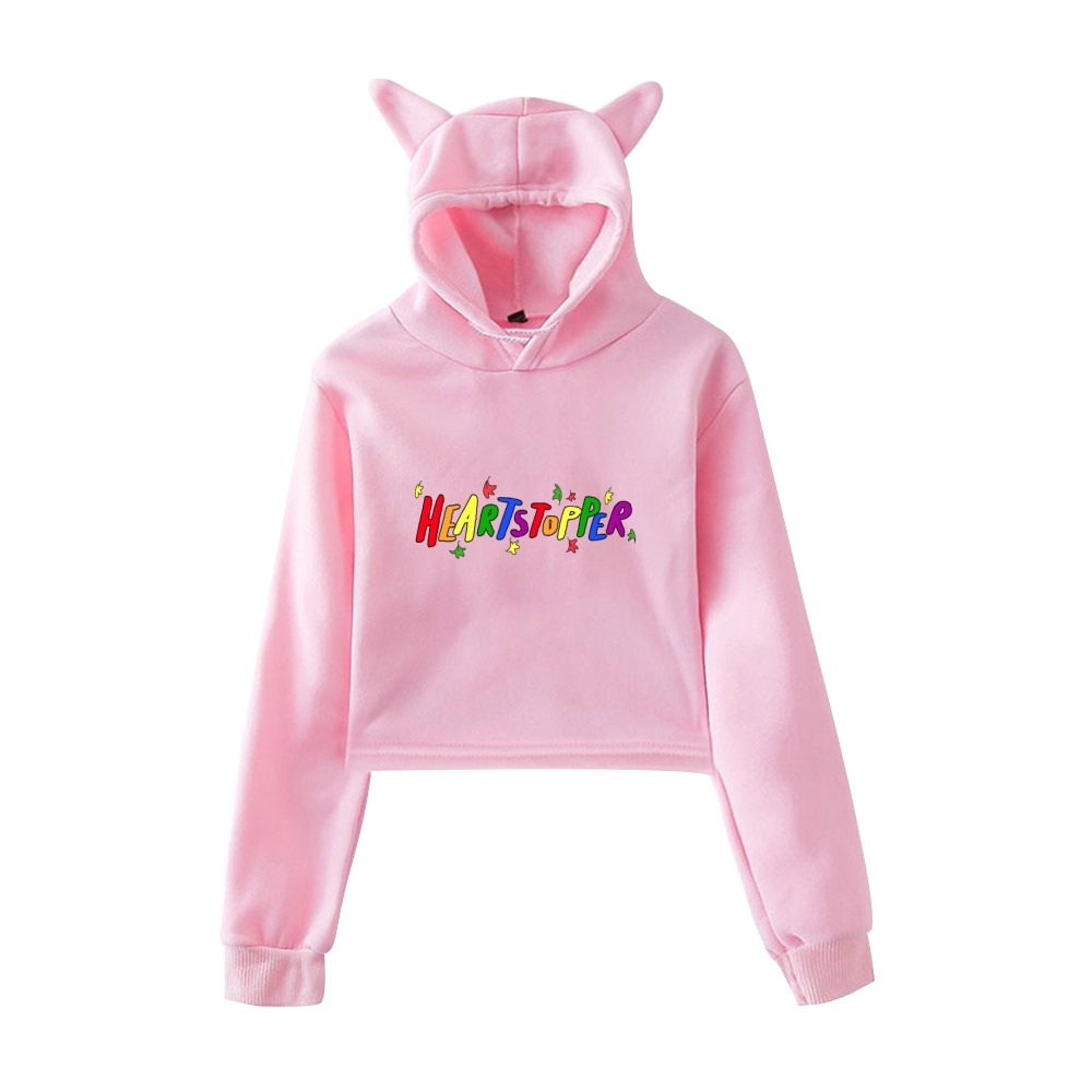 2022 Heartstopper Rainbow Pullover Cat Cropped Hoodie Crop Top Women Hoodie Casual Style Japan Manga Funny Clothes Kawaii Tops