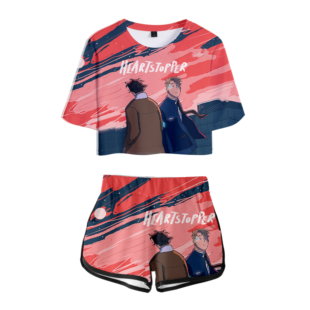 2022 Heartstopper Tshirt 2 Pieces Sets Tv Series Clothes Cosplay Shorts Womens Girls Elastic Shorts Suit Fashion 2 Piece Set