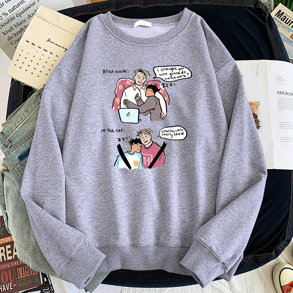 2022 Spring Fleece Casual Pullover Heartstopper Kawaii Graphic TV Show Sweatshirts Male Harajuku Hoodie Loose Man Streetwear
