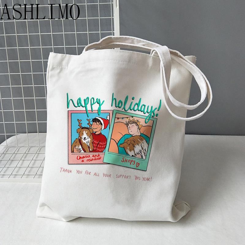 2022 Woman's Shopping Bag HEARTSTOPPER Hi Speech Bubbles Quote Book Tote Aesthetics Bag Shopper Large Shoulder Bag Canvas Bag
