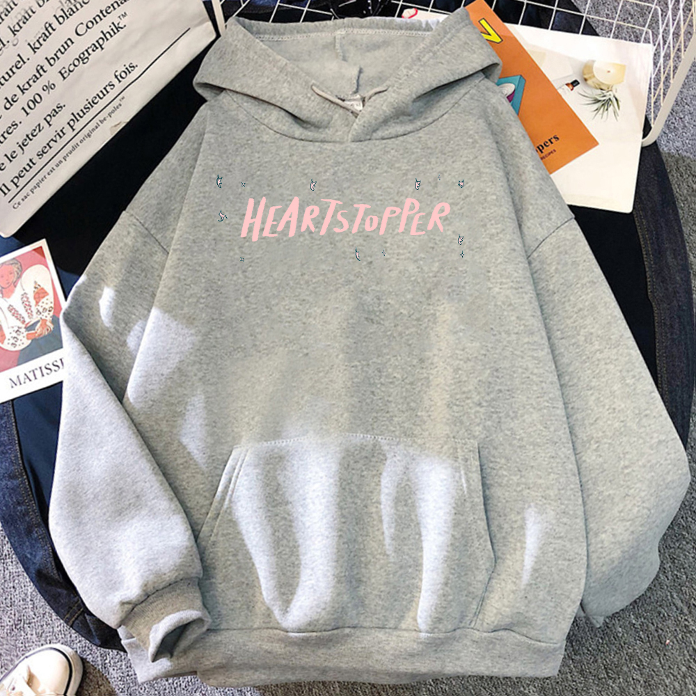 Aesthetic Kawaii Pink Letter Graphic Heartstopper Hoodies Nick And Charlie TV Series Fans Autumn Winter Long Sleeve Sweatshirts