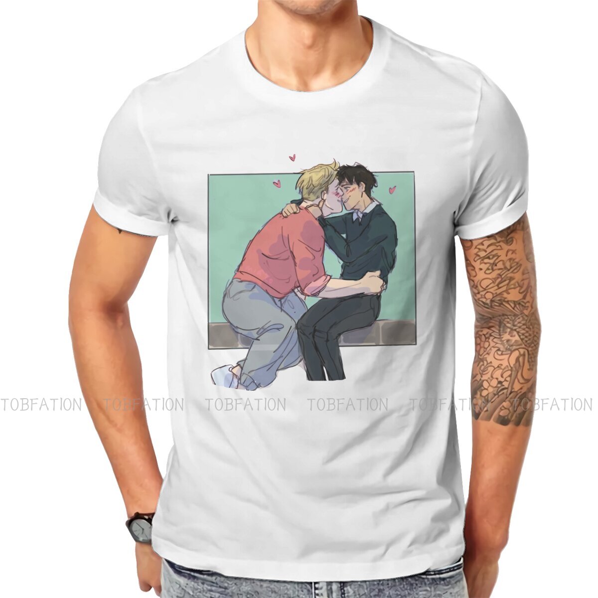 Alice Oseman Heartstopper Comic TShirt for Men Charlie and Nick Basic Casual Tee T Shirt Novelty Trendy Fluffy