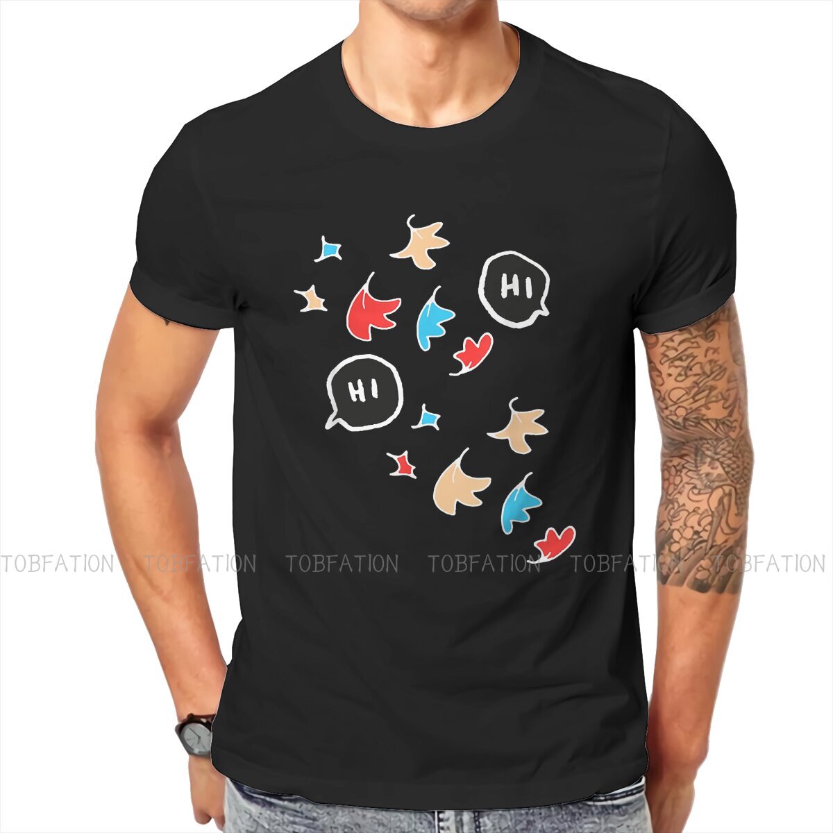 Alice Oseman Heartstopper Comic TShirt for Men Hi Leaves LGBT Soft Leisure Tee T Shirt Novelty New Design Loose