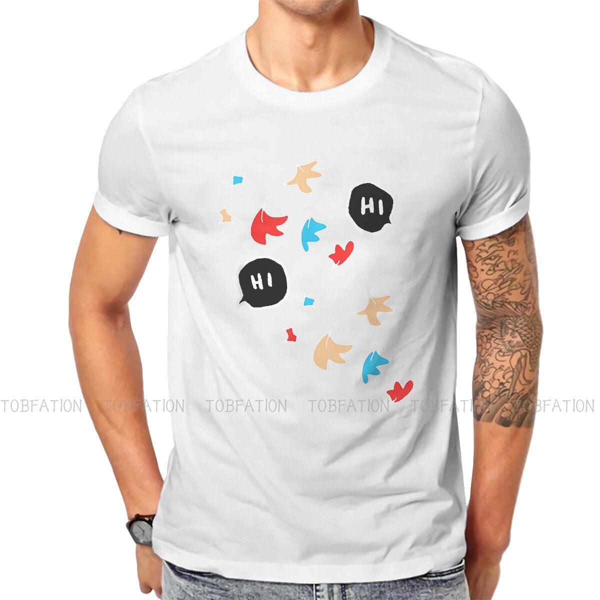 Alice Oseman Heartstopper Comic TShirt for Men Hi Leaves LGBT Soft Leisure Tee T Shirt Novelty New Design Loose