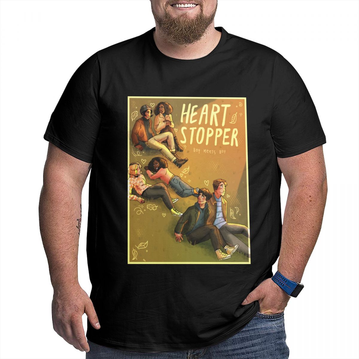Anime Heartstopper Retro T Shirt Cotton Crewneck Custom Short Sleeve T Shirts