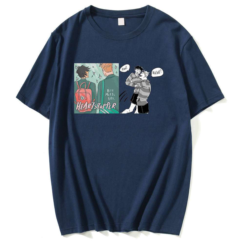Cartoon Anime Heartstopper T Shirt 2022 LGBTQ+ Drama TV Series Tee Shirts Gay And Lesbian Novelty Gift Tshirt Cotton Clothes