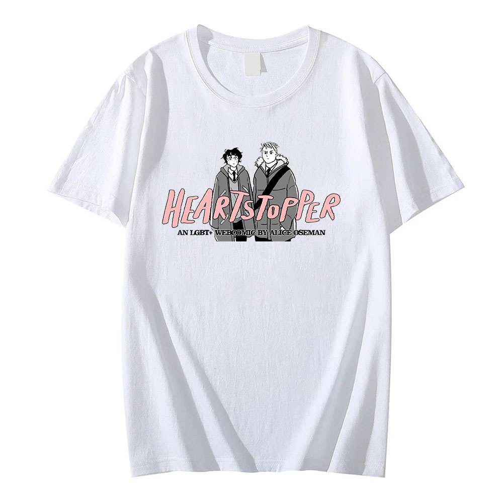 Cartoon Anime Heartstopper T Shirts Men's Casual Loose Tee Shirts 2022 Summer Cotton Tops Clothes Men Harajuku Women Men Tshirts