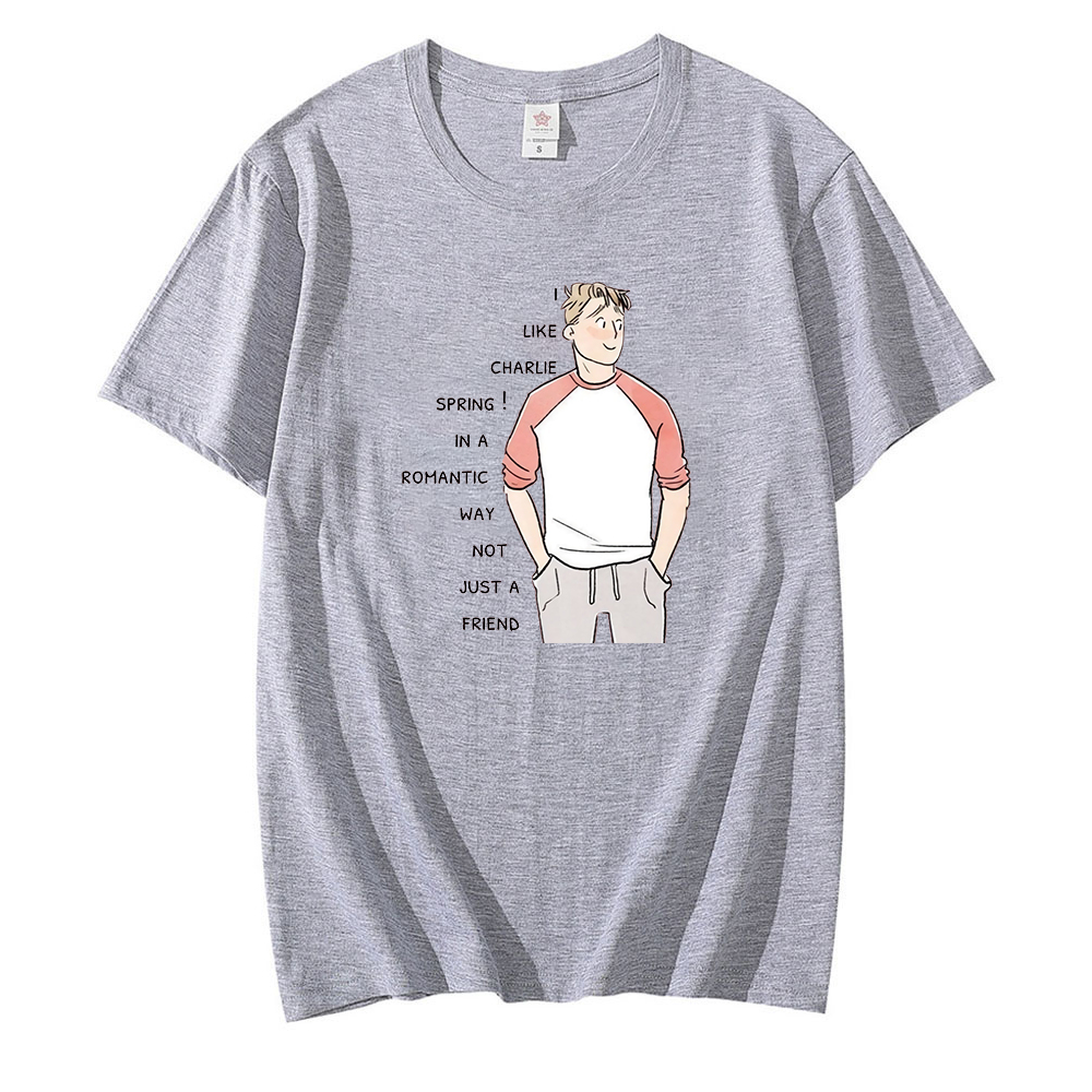 Cartoon Pattern Heartstopper Men T shirt Nick And Charlie Manga T shirts Cotton Summer Women Clothes Unisex Oversized Tee Shirts