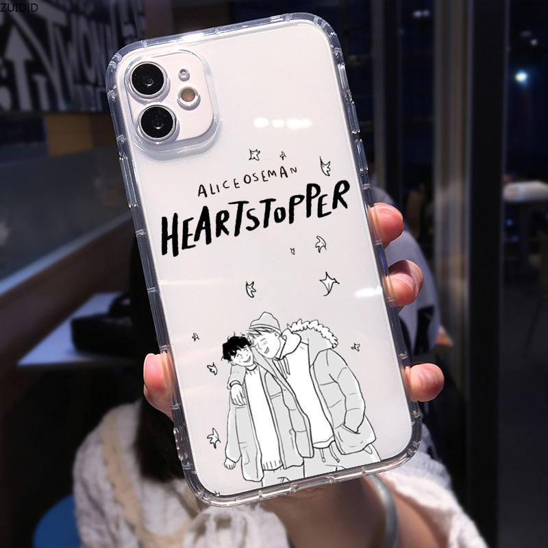 cute tv show heartstopper transparent phone case for iphone 13 12 11 pro max xr xs se 20 7 x 8 6plus anime soft tpu cover fundas 7638