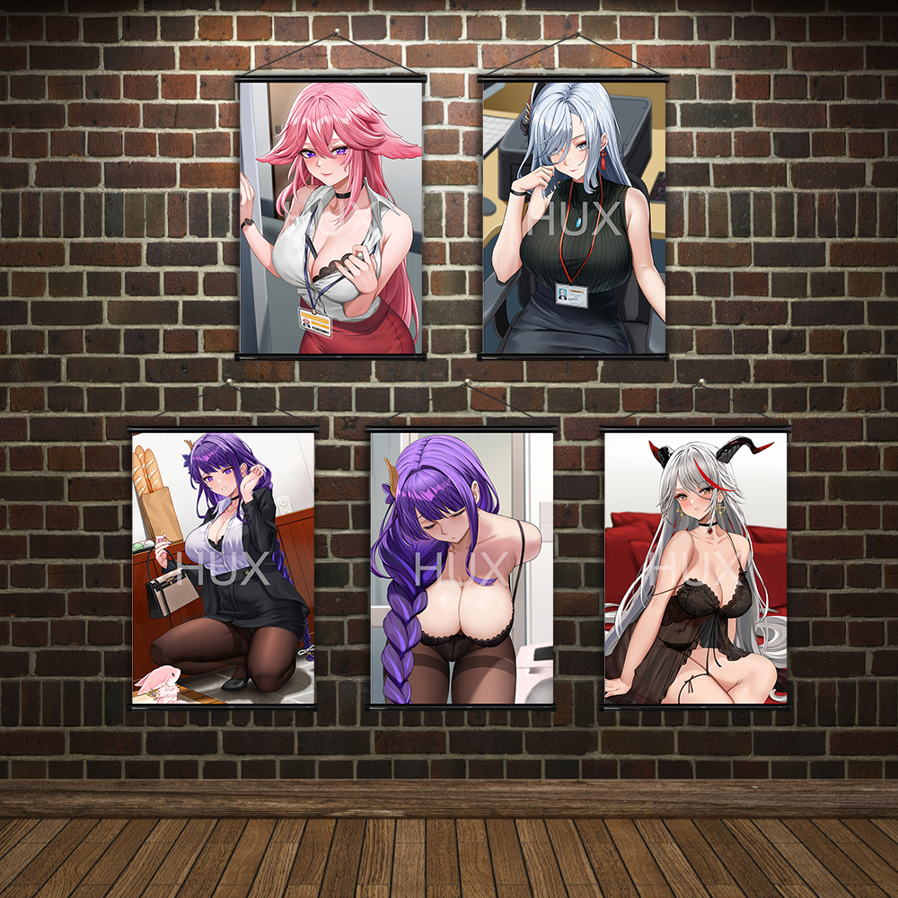 Genshin Impact Heartstopper Wall Art Paintings Game HD Pint Ganyu Home Poster Artwork Modular Picture Hanging Scrolls Room Decor