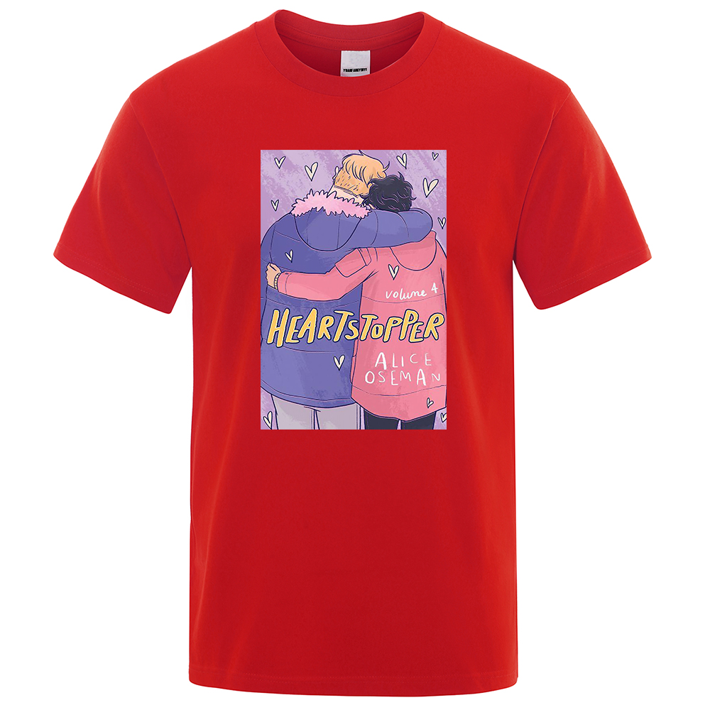 Heartstopper, Volume Gay Manga Men T Shirts Street Oversize Tee Clothing Hip Hop Crewneck Soft Tops Fashion Loose Mens T Shirts