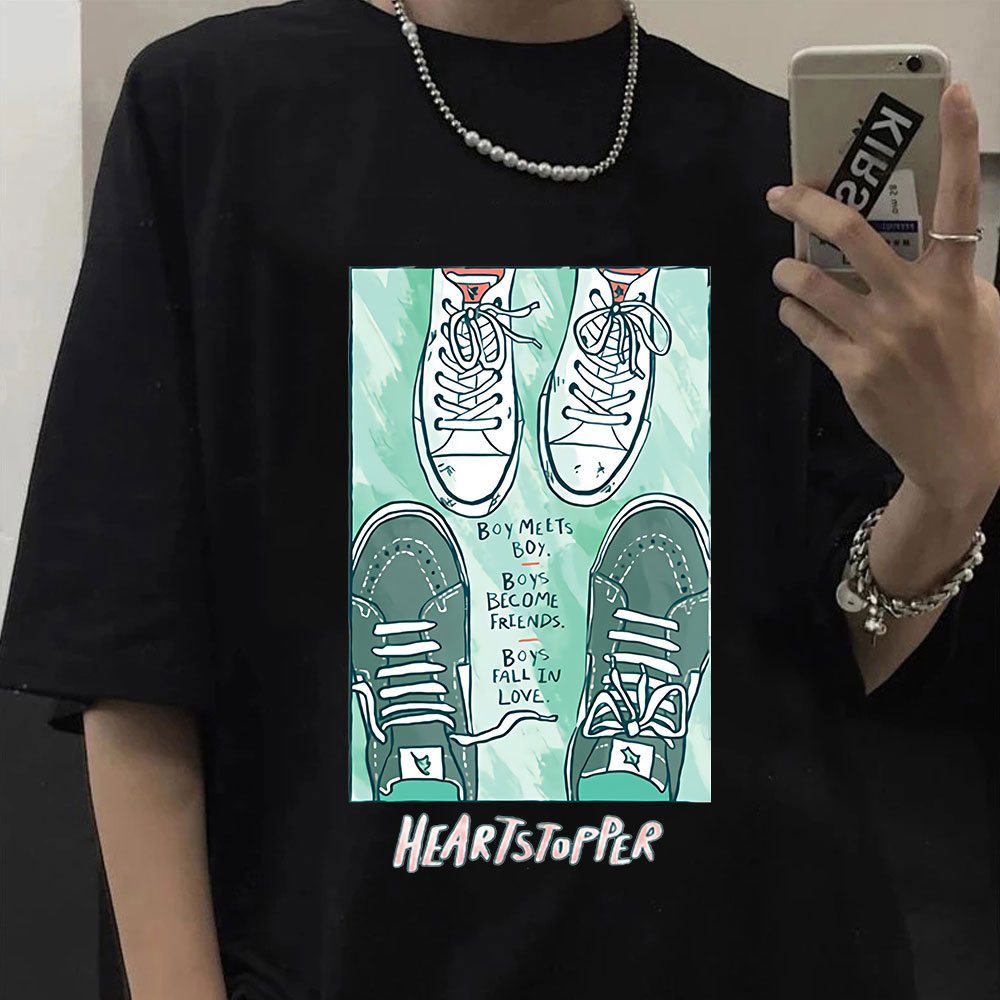 Heartstopper 2022 T Shirt Nick and Charlie Romance TV Series Fans Tee Tops Casual Summer 100% Cotton Soft T shirt Oversized