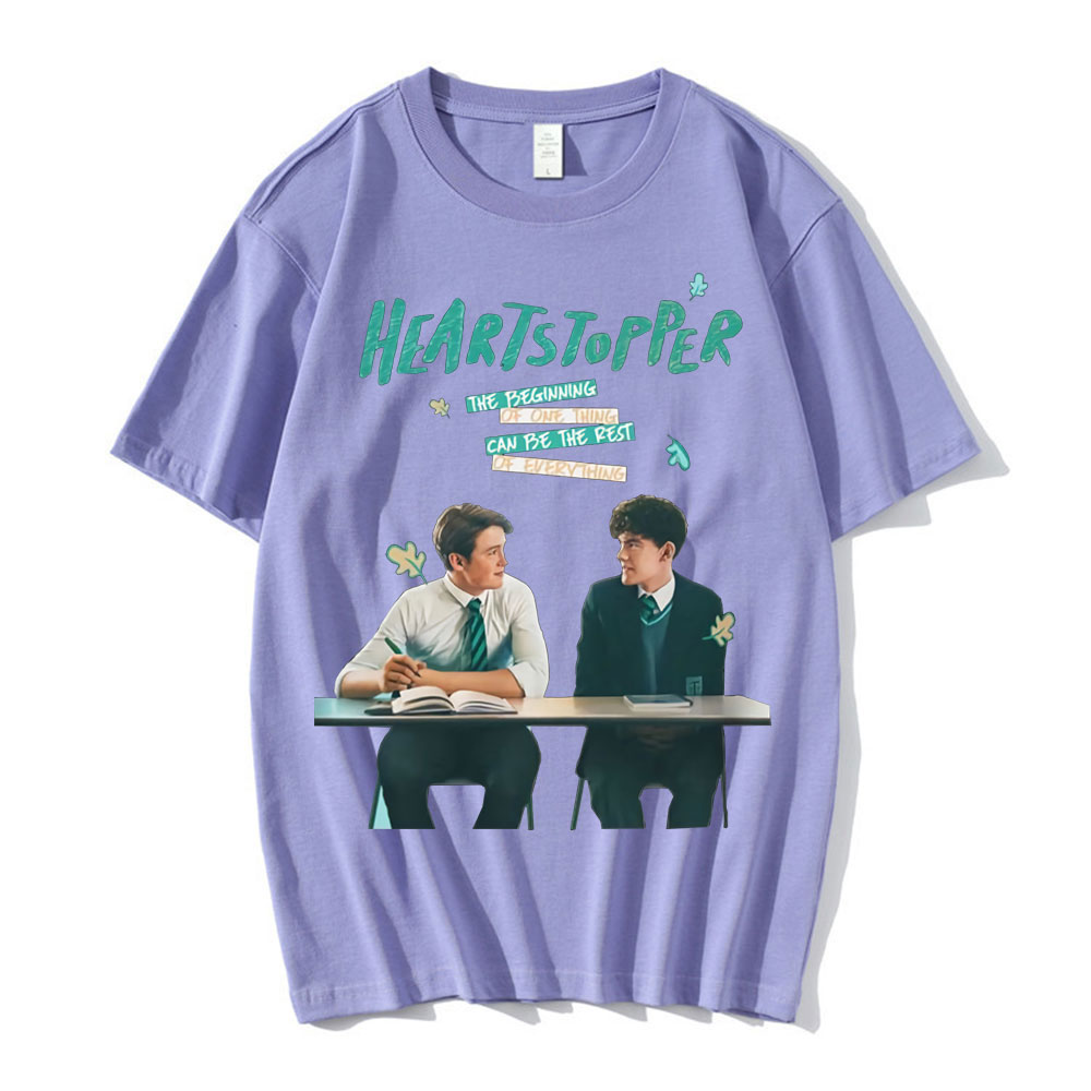 Heartstopper 2022 T Shirt Nick and Charlie Romance TV Series Fans Tees Tops Casual Summer 100% Cotton Soft T shirt Oversized