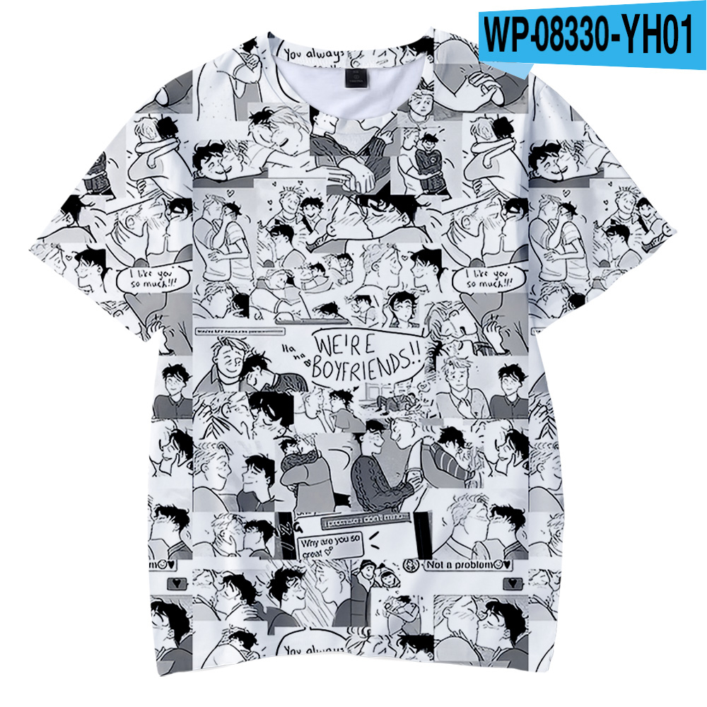 Heartstopper 3d Impresso Camisetas Masculinas O pescoço Manga Curta Tshirt Casual Streetwear Roupas De Verão