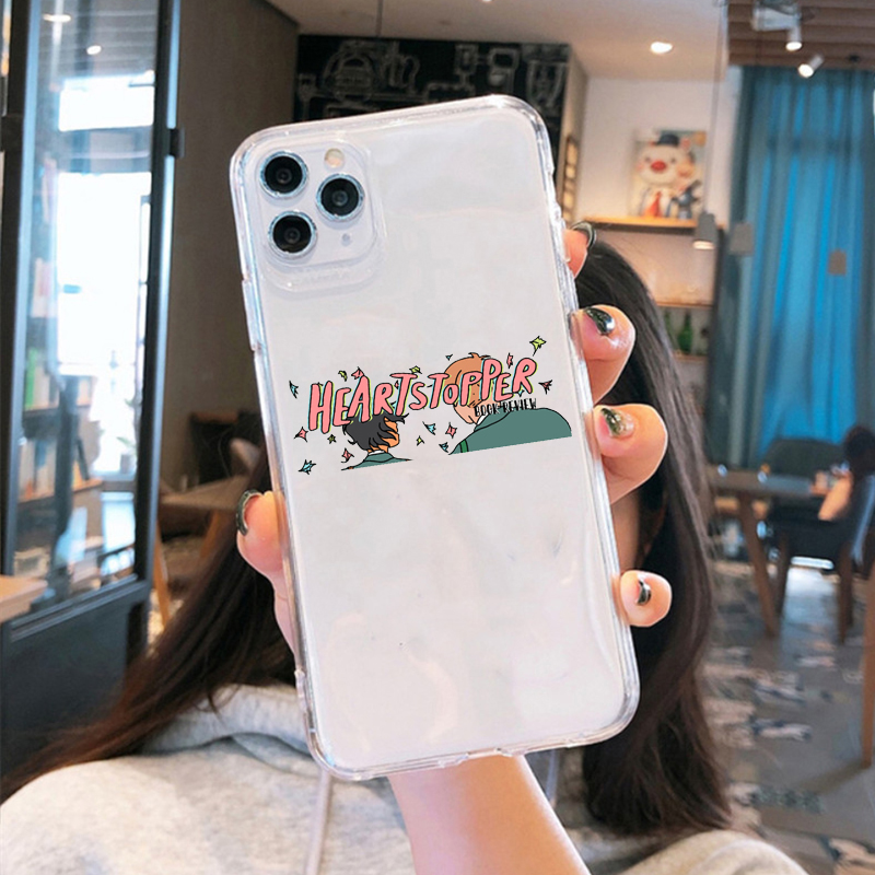 heartstopper anime phone case for iphone 13 12 11 pro max mini xs x xr 8 7 6 6s plus se 2022 nick and charlie transparent funda 1075