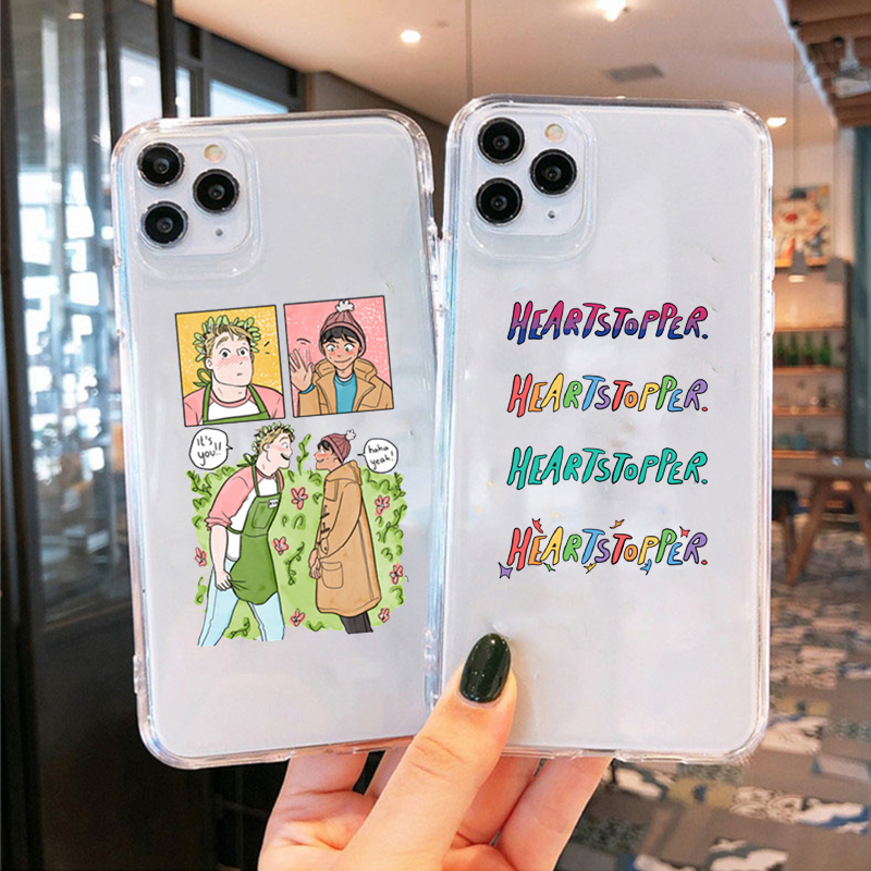 heartstopper anime phone case for iphone 13 12 11 pro max mini xs x xr 8 7 6 6s plus se 2022 nick and charlie transparent funda 4586