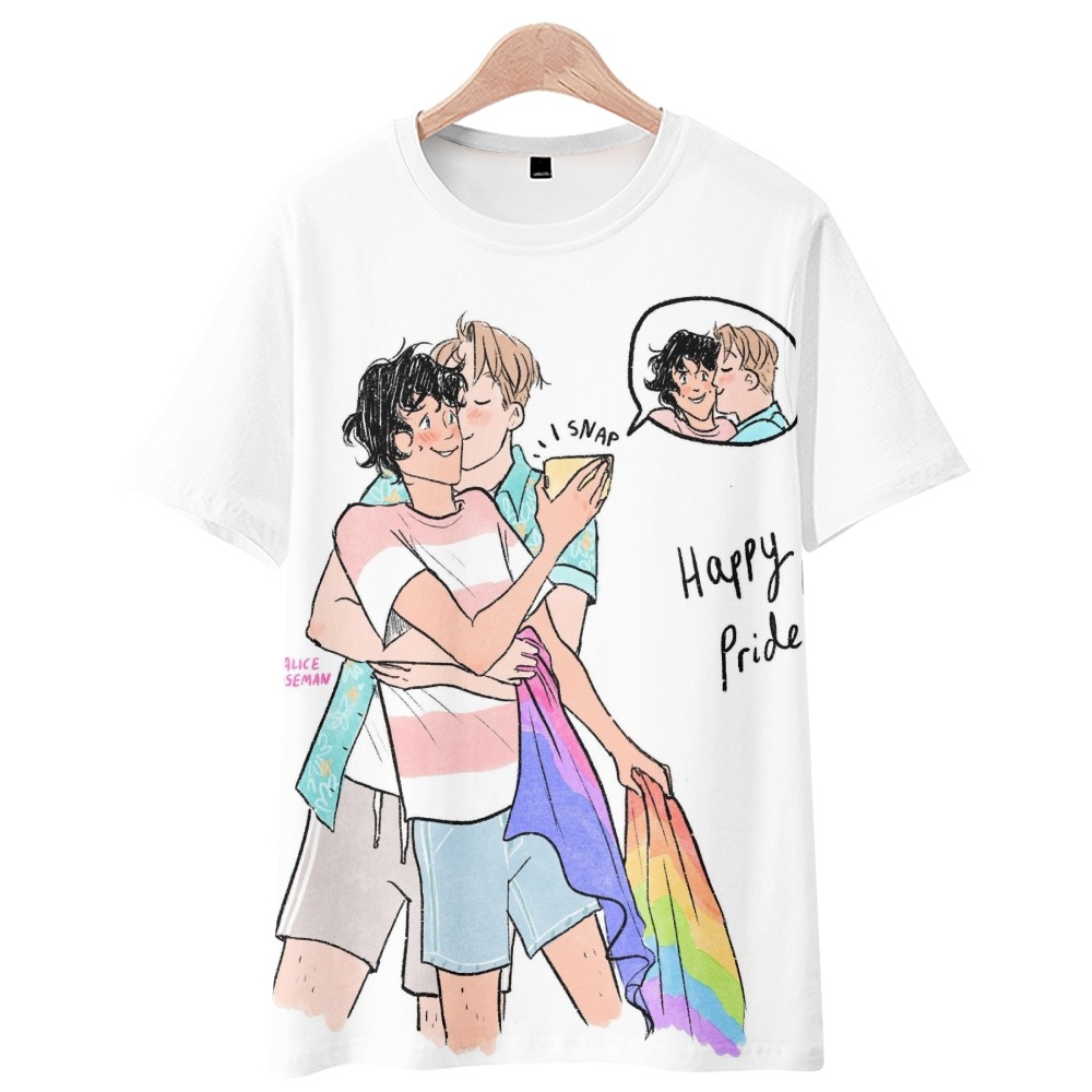 heartstopper anime t shirt nick and charlie drama tv series classic tshirts for menwomen manga comic fans clothes oversized 2189