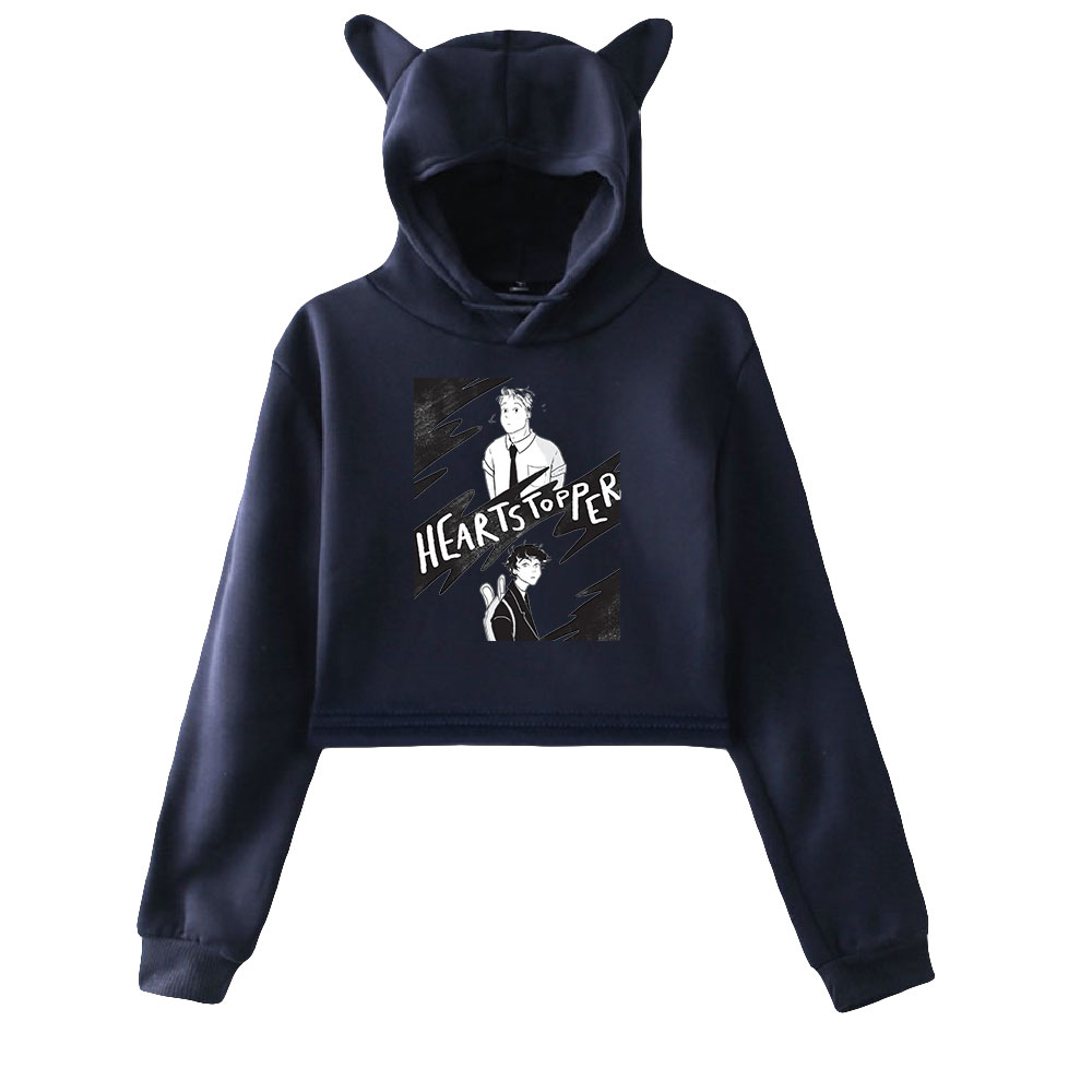 Heartstopper Cat Ears Hoodie 2D Comic Print Women Long sleeved Sweatshirt Hot selling Casual All match Hoodie Fashion Girl Tops