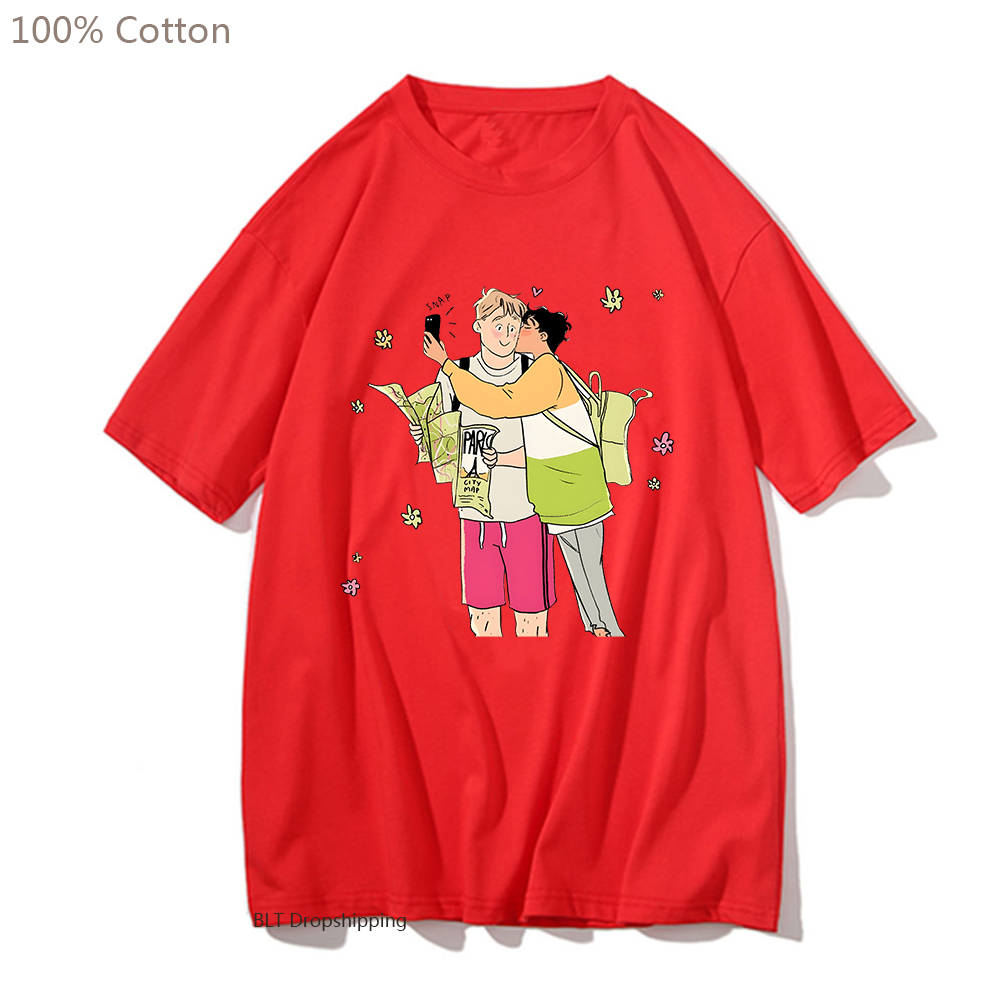 Heartstopper Cotton T Shirt Men/women Harajuku Casual Tees Shirts Male Aesthetic Manga Charlie Nick Nelson Tshirt Top Streetwear