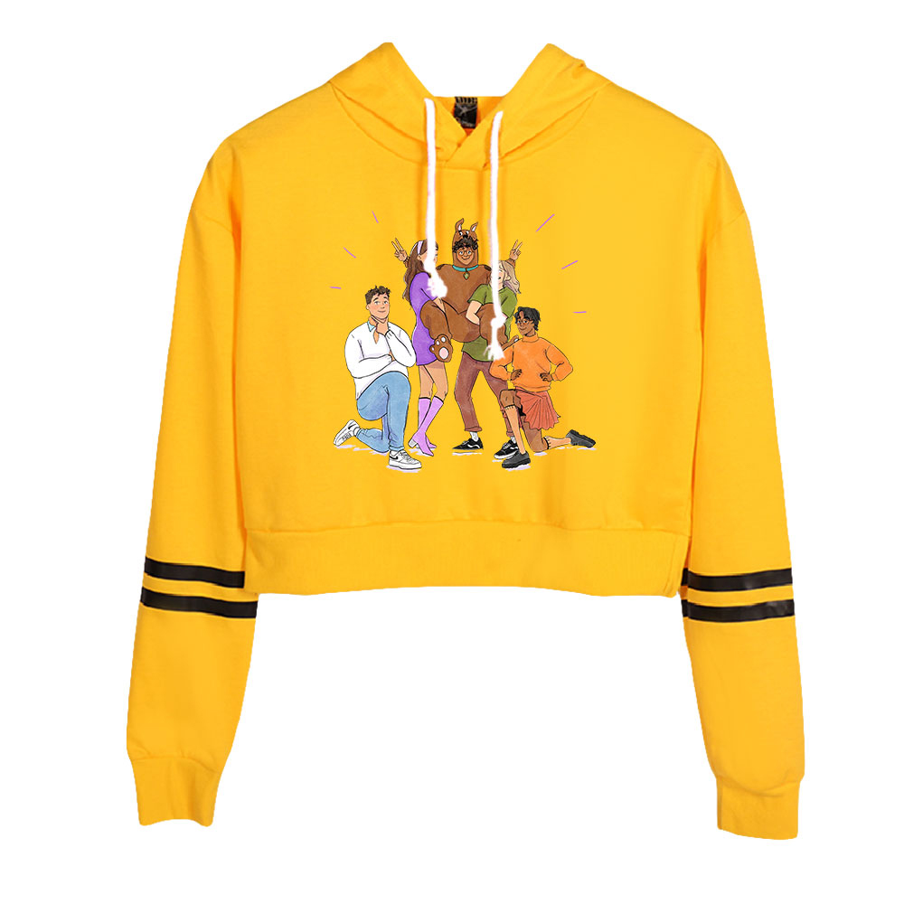Heartstopper Cropped Hoodie Top Harajuku Women Pullover Sweatshirt Fashion Streetwear Hip Hop Long Sleeve Sweatshirt Yellow Tops