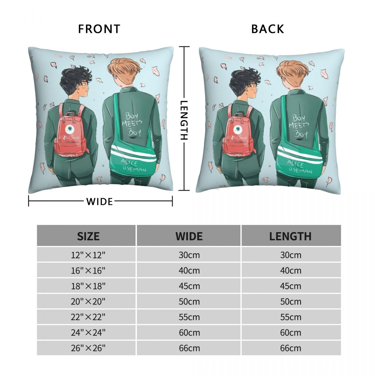 Heartstopper Duo Pillow Case Polyester Decorative Pillow Heartstopper Kit Connor Oseman Charlie Nick Boys Love Casual Pillowcase