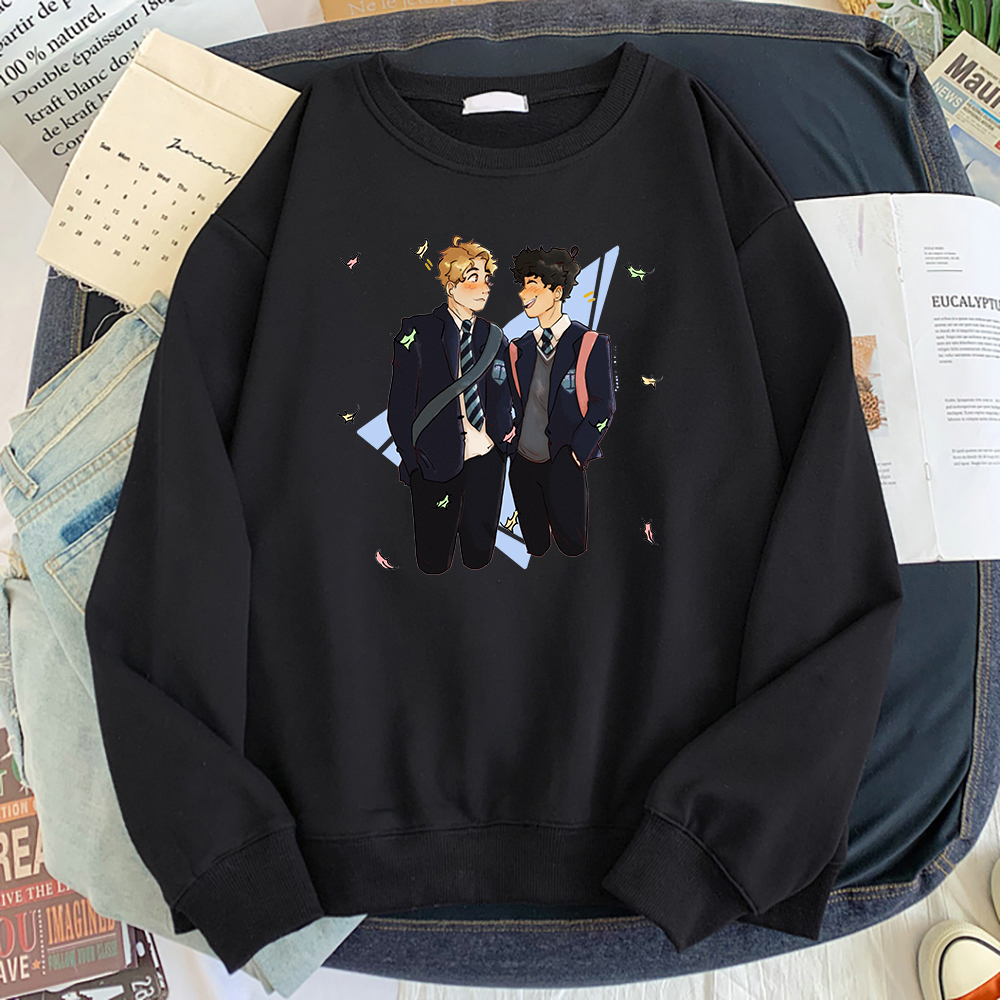 Heartstopper Funny Anime Sweatshirts Male Casual Harajuku Hoodie 2022 Loose Fleece Pullover Creative Graphic Streetwear Man