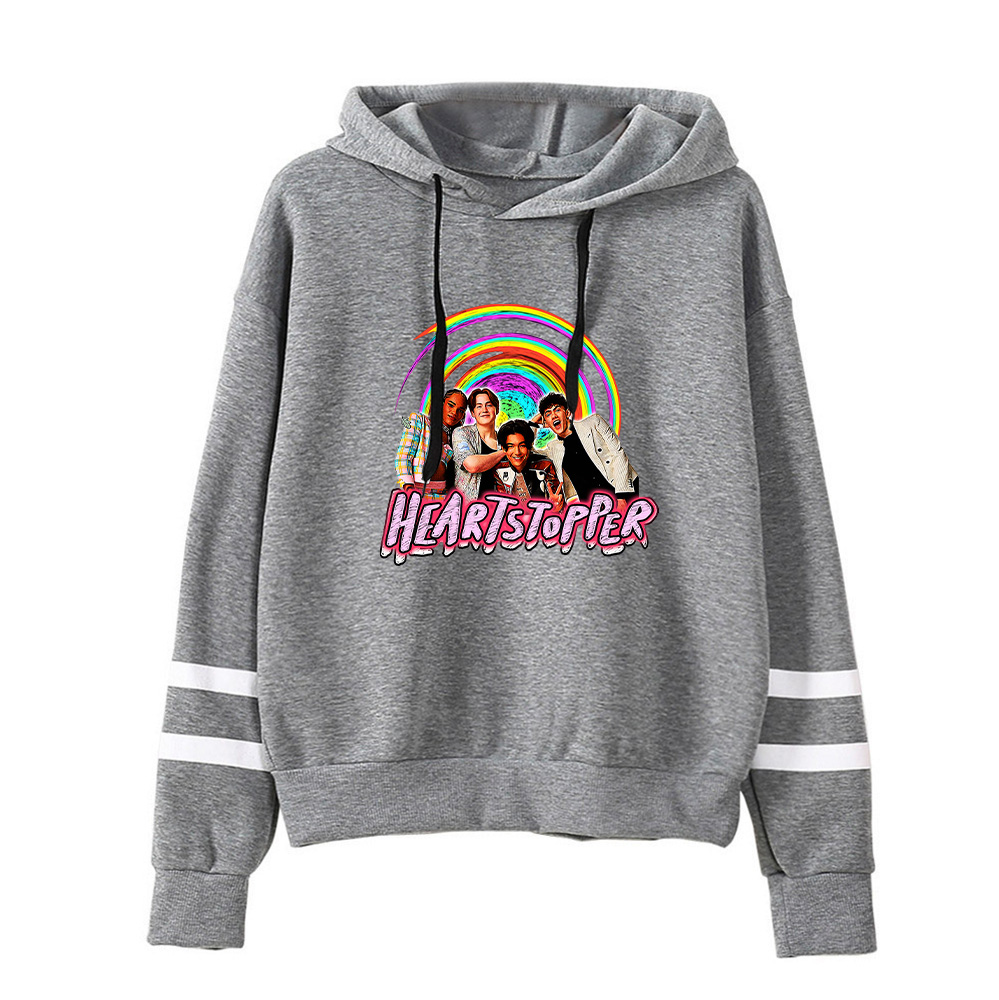Heartstopper gray color Hoodie Sweatshirts rainbow logo Printed 2022 New Anime uk Television series Autumn Winter Pullovers