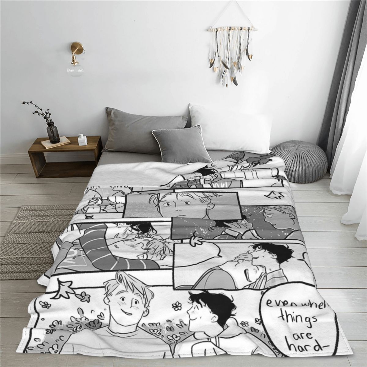 Heartstopper Lgbt Manga Blanket Romance Nick Charlie Yaoi Flannel Throw Blanket Summer Air Conditioning Soft Warm Bedspreads