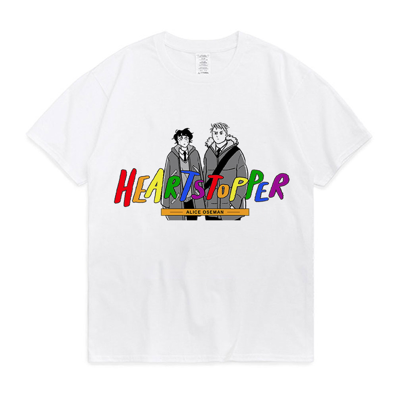 heartstopper nick and charlie tv series rainbow t shirt webcomic fans tee tops 100 cotton summer casual t shirt creative design 6132