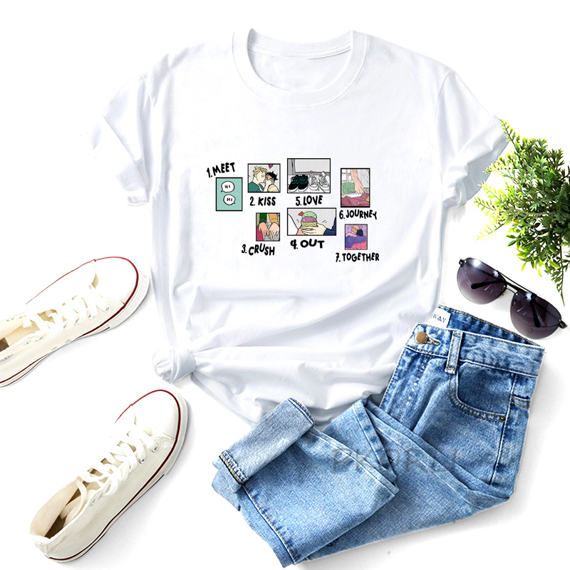 Heartstopper Phases Inspired Book T Shirt Women Print Nick and Charlie LGBT TV Show Cotton Short Sleeve Summer Graphic Tshirts