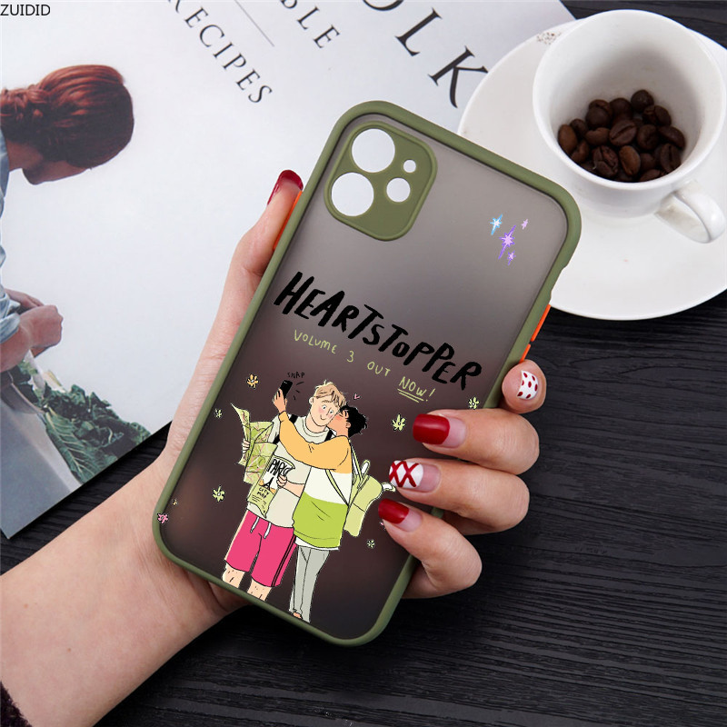 heartstopper phone case for iphone 11 12 13 pro xs max mini xr x 7 8 6plus se 2022 anime matte hard clear anti drop phone case 2014