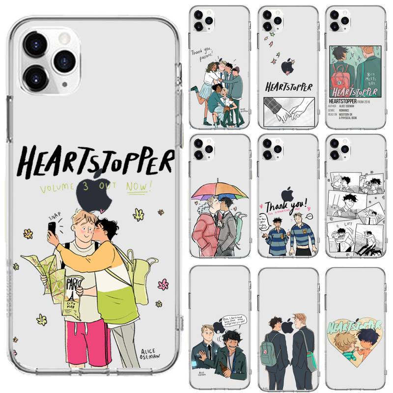 heartstopper phone case for iphone 13 12 11 8 7 plus mini x xs xr pro max transparent soft 6691