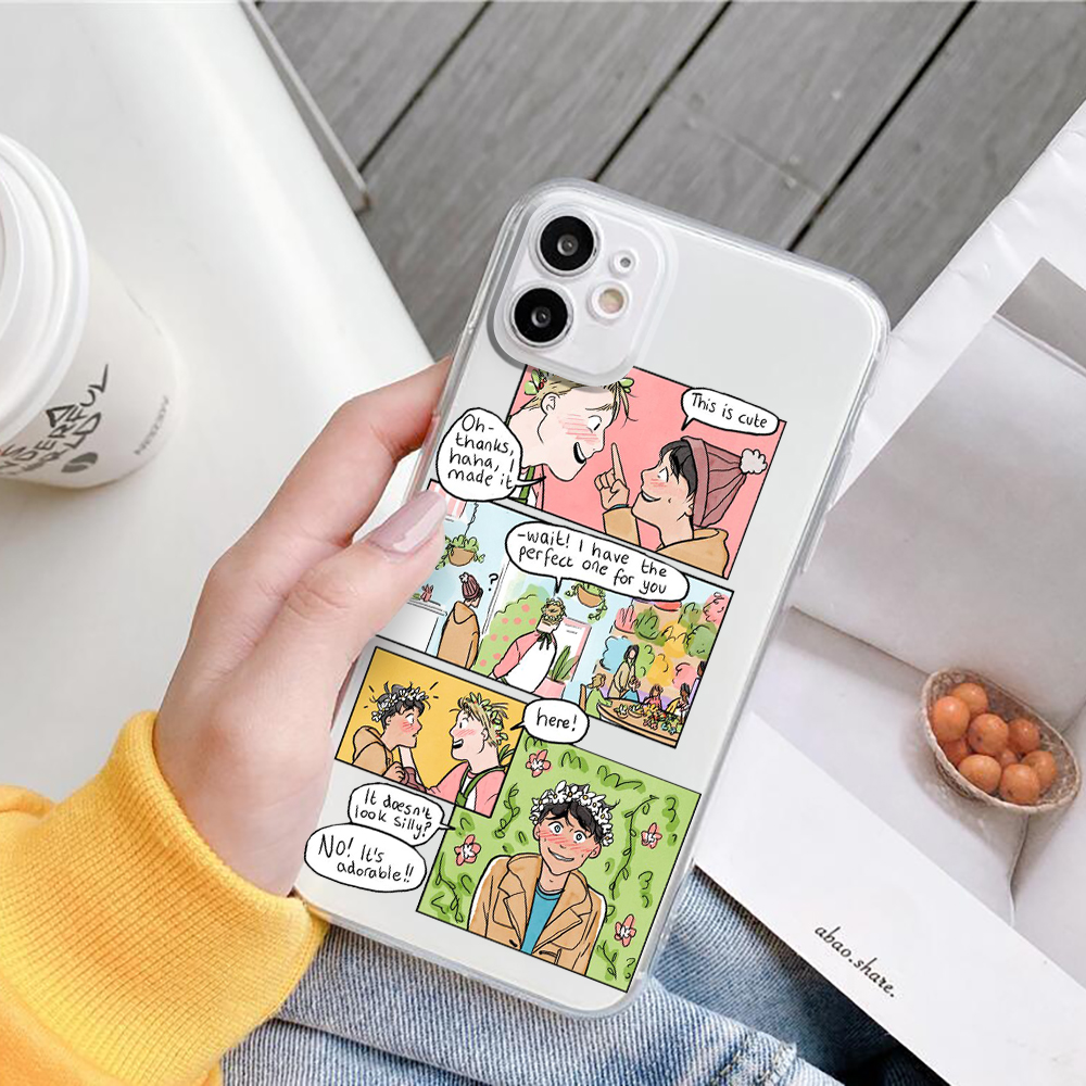 heartstopper phone case for iphone 13 12 11 pro max xs xr 7 8plus se3 20 transparent cartoon shell soft mobile phone cover coque 3846