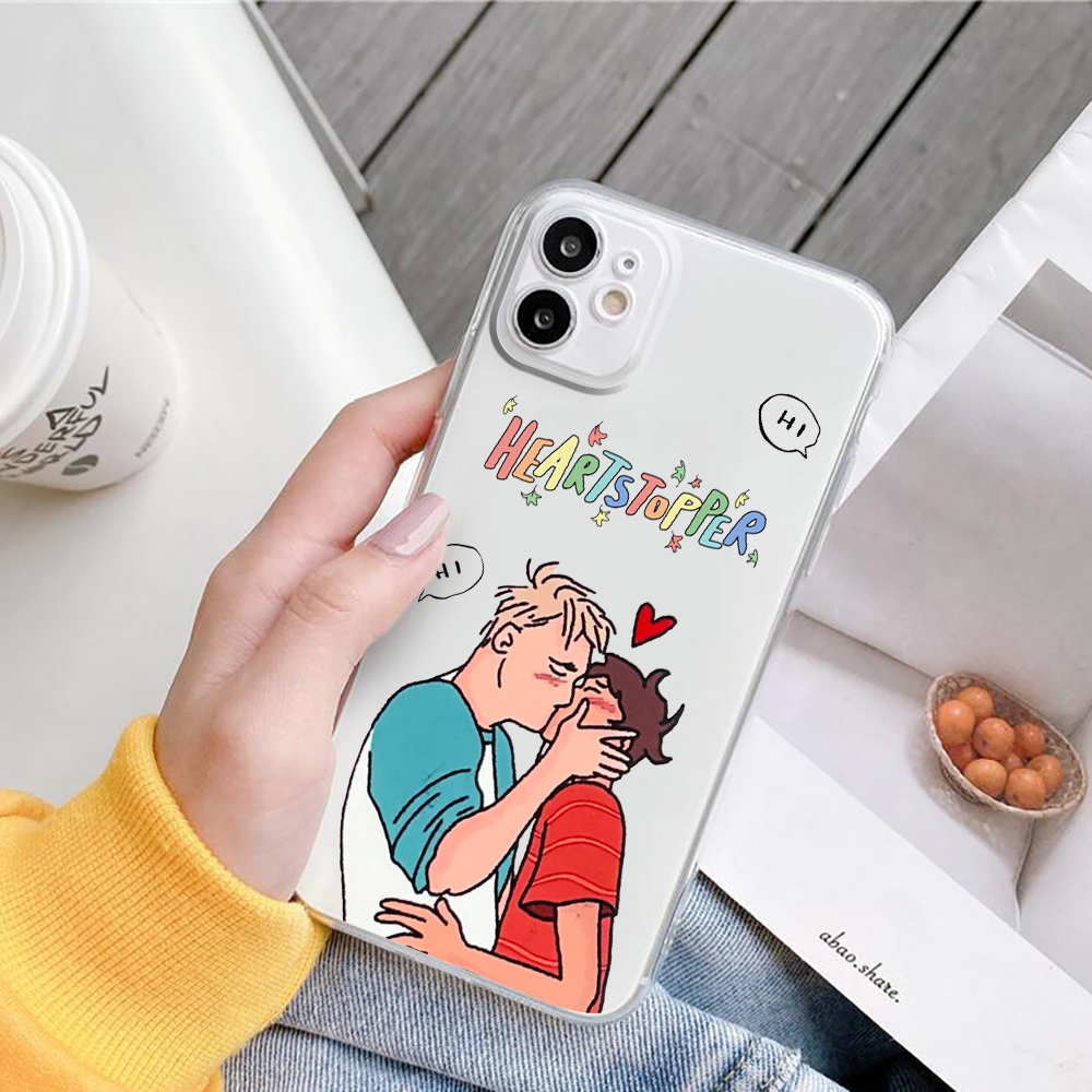 heartstopper phone case for iphone 13 12 11 pro max xs xr 7 8plus se3 20 transparent cartoon shell soft mobile phone cover coque 3970