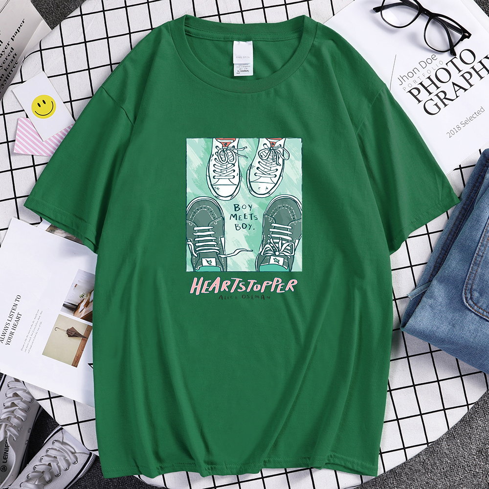 Heartstopper Poster A3 Shoes Manga Tshirts Mens Hip Hop Breathable Short Sleeve Summer Couple Loose Tee Clothes Brand T Shirt