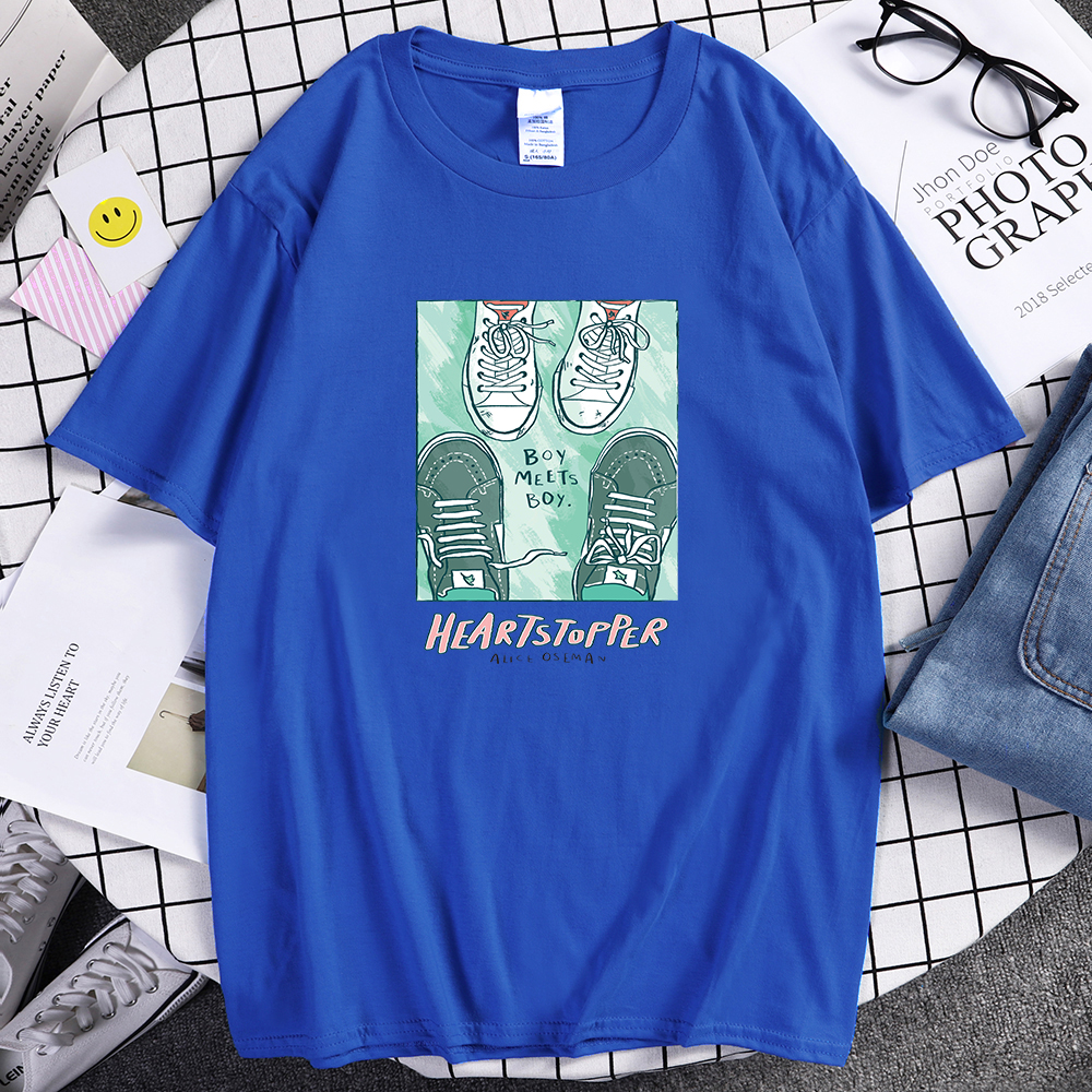 Heartstopper Poster A3 Shoes Manga Tshirts Mens Hip Hop Breathable Short Sleeve Summer Couple Loose Tee Clothes Brand T Shirt