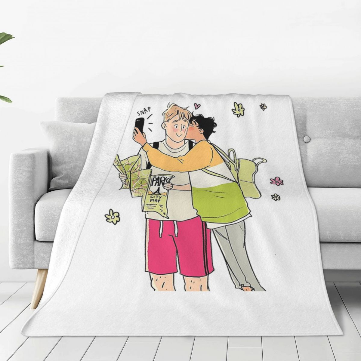 Heartstopper Rainbow Kawaii Flannel Blanket Lgbt Yaoi Boy Love Creative Throw Blankets for Home Hotel Sofa 200x150cm Quilt