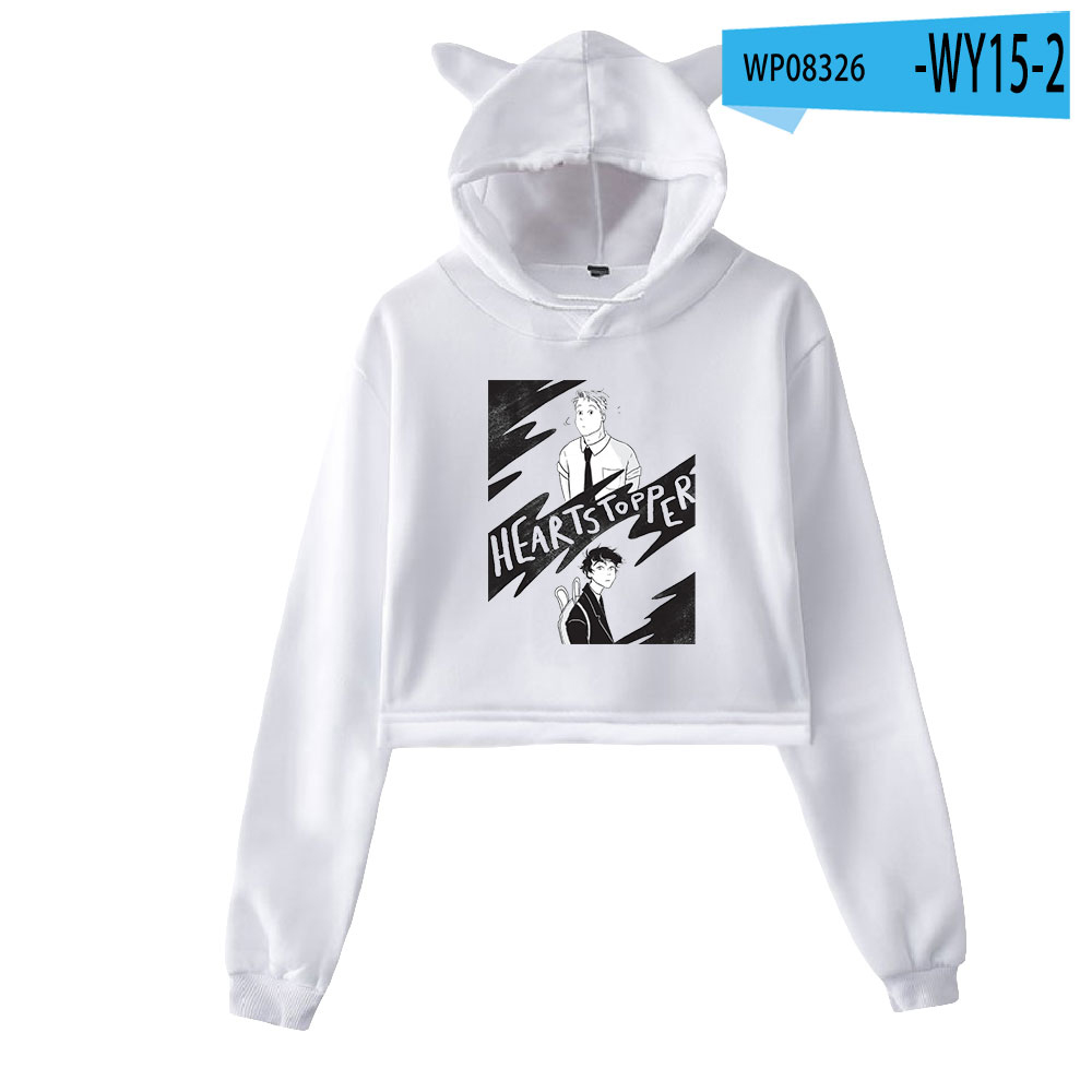 Heartstopper Rainbow Merch Pullover Cat Ear Hoodie Crop Top Women Hoodie 2022 Casual Style Japan Manga Funny Clothes