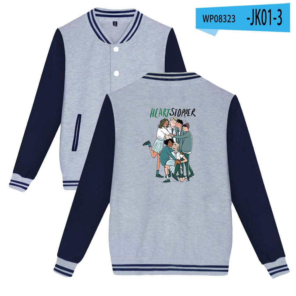 Heartstopper Rainbow Tracksuit Baseball Uniform Jackets Women Men Sweatshirt Harajuku Streetwear 2022 Japan Manga Unisex Clothes