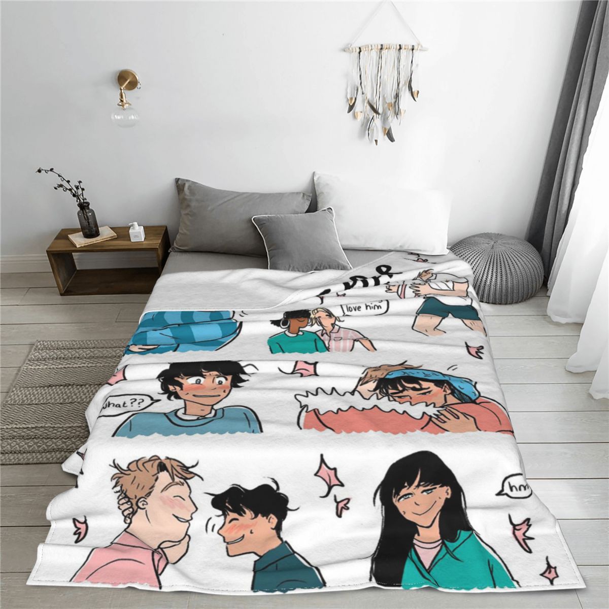 Heartstopper Romance Fleece Throw Blankets Anime Lgbt Yaoi Boy Love Blankets for Bed Couch Warm Plush Thin Quilt