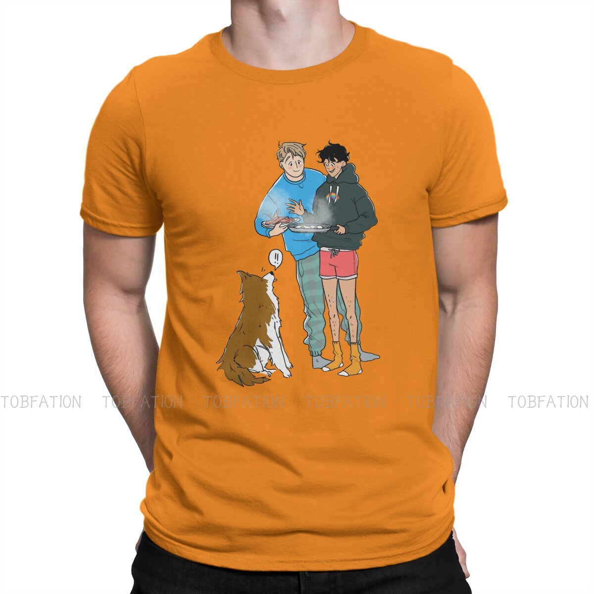 Heartstopper Sweet TV Series Nick Charlie Feed Dog T Shirt Classic Alternative High Quality Tshirt Large Crewneck Men Tshirts