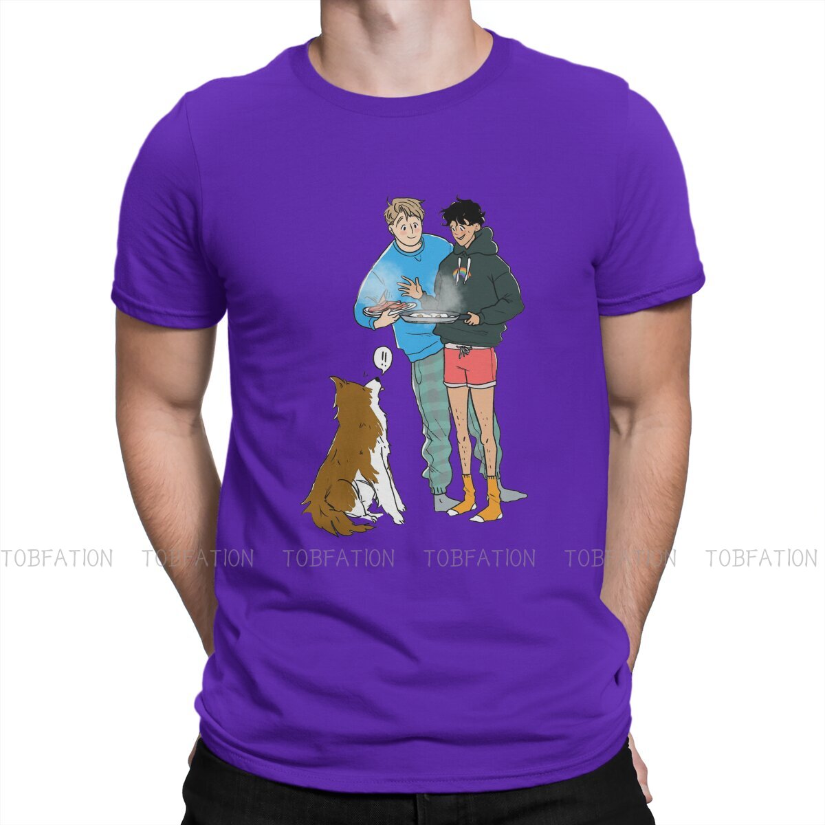 Heartstopper Sweet TV Series Nick Charlie Feed Dog T Shirt Classic Alternative High Quality Tshirt Large Crewneck Men Tshirts
