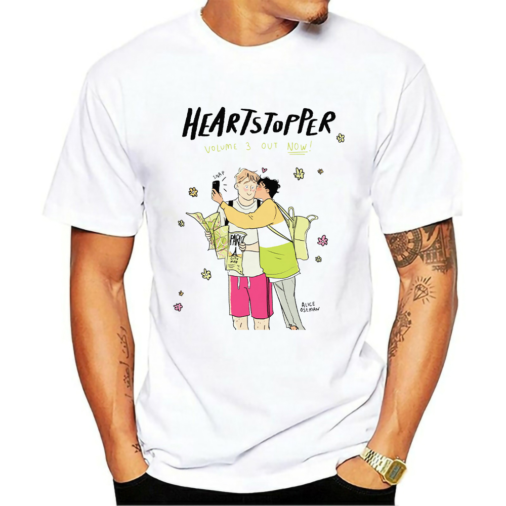 Heartstopper T Shirt Animation Short Sleeve Round Neck Cotton Summer Clothes Gay And Lesbian Novelty Tshirt Unisex Tops Tees