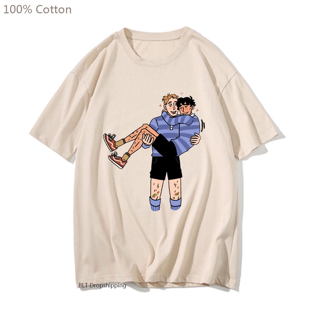 Heartstopper T shirt Upcoming Romance TV Series Nick And Charlie Fans Mens Clothing Summer 100% Cotton T Shirt Graphic Tshirts