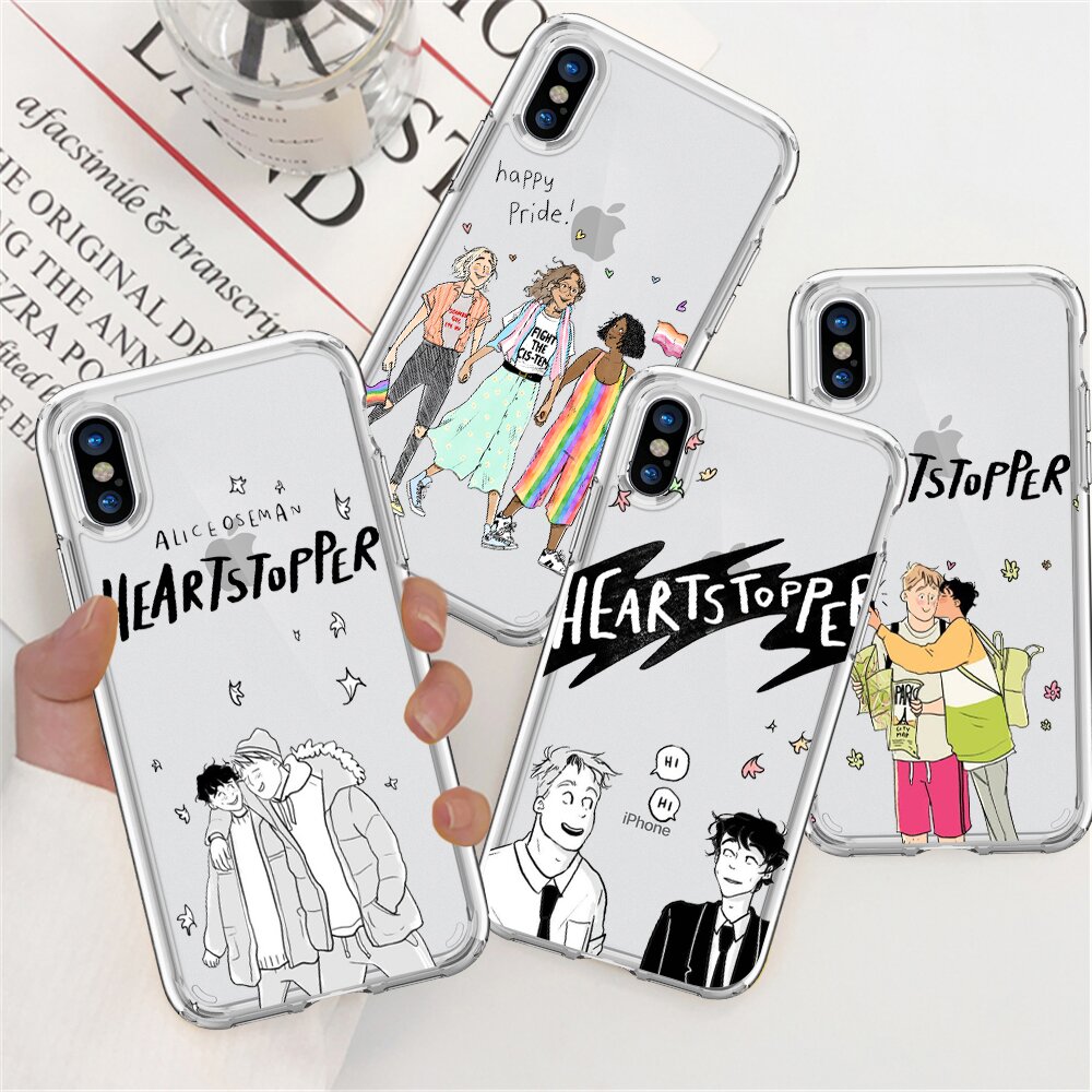 heartstopper transparent phone case for iphone 11 12 13 pro xs max mini xr x 7 8 6plus se soft silicone mobile phon cover 1712